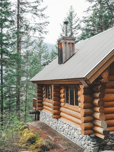log cabin in the woods